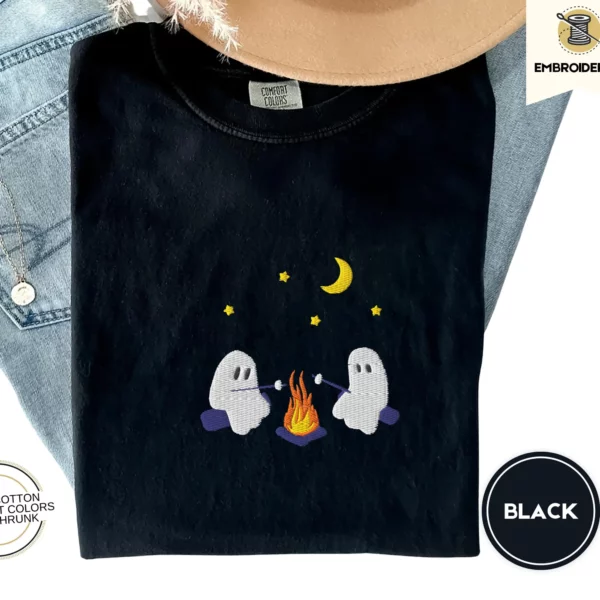 Cute Ghosts Camping Embroidered Comfort Colors Sweatshirt
