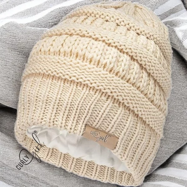 Curly Girl Satin Lined Beanie Hat