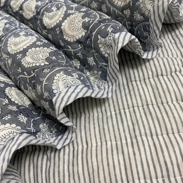 Navy Hand Block Comforter Quilt