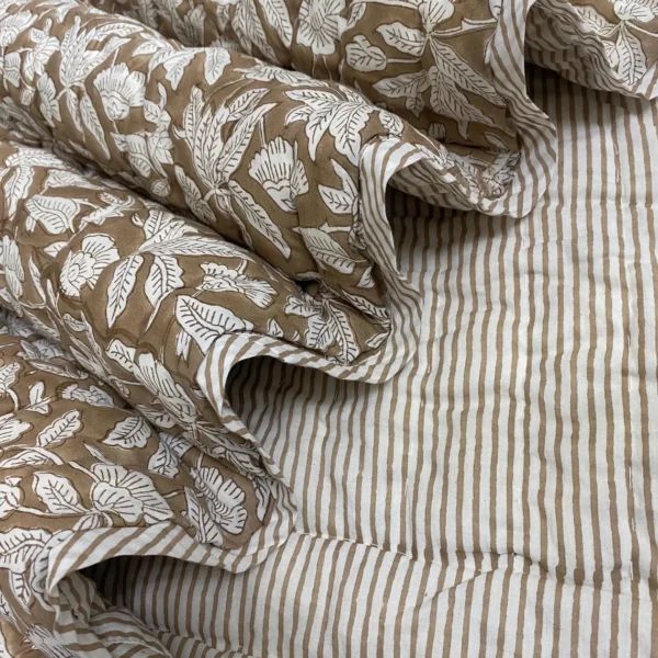 Brown Hand Block Comforter Quilt